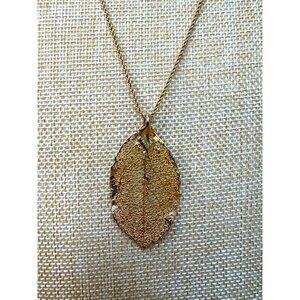 Napier Gold-Tone Real Leaf Pendant Necklace 20" Chain